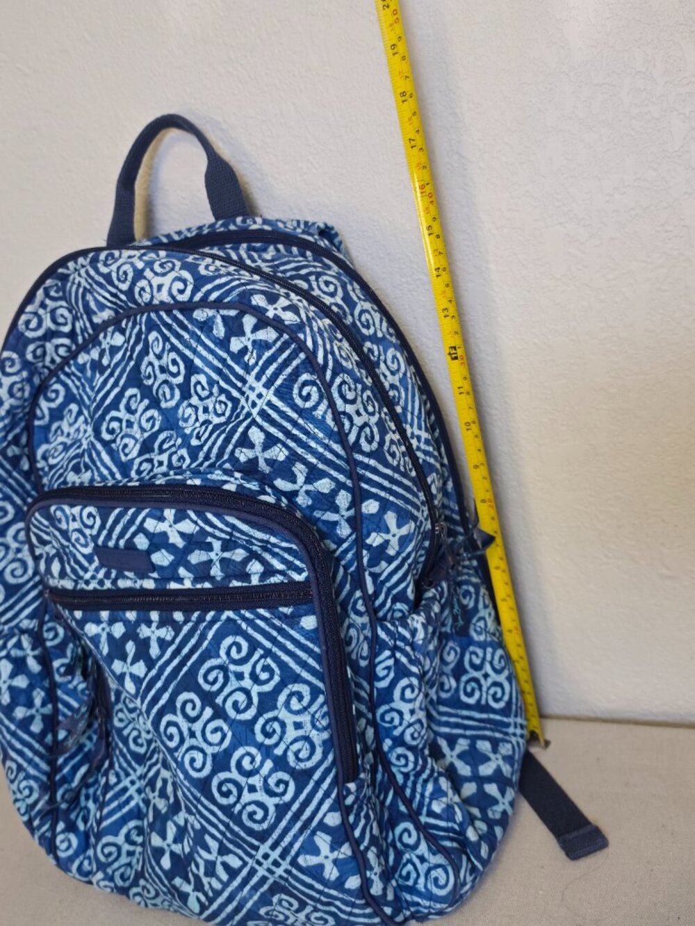 Vera Bradley Cuban Tiles Leighton Backpack Bookbag Small Travel Carry On Blue - Picture 11 of 12